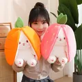 18CM Creative Carrot Strawberry Bag Transform To Rabbit Plush Toys Lovely Long Ears Bunny Stuffed