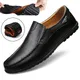 Genuine Leather Men Casual Shoes Luxury Brand 2023 Mens Loafers Moccasins Breathable Slip on Black