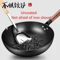 Handmade Iron Pot 32CM Frying Pan Uncoated Health Wok Non-Stick Pan Gas Stove Induction Cooker