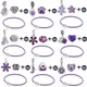 Purple Enamel Unicorn Charm Beads Crystal Pendant With Leather Charm Bracelet For Women's Children's