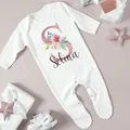 Personalised Babygrow Sleepsuit Flower Initial Infant Romper Baby Coming Home Outfit Newbron Shower