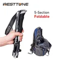 5-Section Portable Outdoor Fold Trekking Pole Walking Hiking Stick Telescopic Club For Nordic