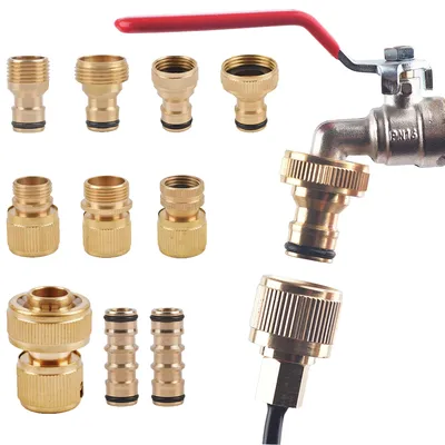 1/2 3/4" Thread Quick Connector Brass Garden Watering Adapter Drip Irrigation Copper Hose Quick Connector Fittings 1 Pcs