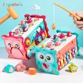 9 IN 1 Baby Montessori Toys Magnetic Fishing Games Owl Activity Cube Musical Piano Set Fine Motor