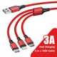 3 In 1 3A USB Cable Type C Micro Mobile Phone Multiple Fast Charging Cord For iPhone 14 13 Pro Max