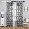 LEEJOOM European Style Grey Jacquard Floral Curtain for Living Room Kitchen Customize Size Ready