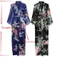 Sexy Women Long Robe With Pocket Wedding Bride Bridesmaid Dressing Gown Rayon Kimono Bathrobe Large