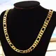 pure gold color men chain necklace jewelry plated 24k Gold 10mm heavry figaro chain necklace for men