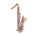 Blucome Saxophone Shape Brooches Small Suit Lapel Pins Crystal Collar Chapter Musician Clothes