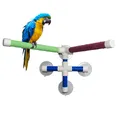 Suction Cups Pet Birds Parrots Bathing Shower Standing Platform Bar Dual Stick Paw Grinding Bracket