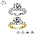 AnuJewel 4.3cttw D Color Moissanite Engagement Rings 925 Sterling Silver 18k Gold Plated Lab Created