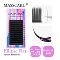 MASSCAKU Super Soft Ellipse Shape Lashes 0.15 0.20 Thickness Natural Faux Mink Eyelashes Extension