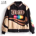 Embroidery Patch M Jacket Women Men Harajuku Hip Hop Short College Coat Couple Spring Causal Slim