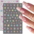 3d Nail Art Decals Candy Colors Petals Florals Daisy Flowers Adhesive Sliders Nail Stickers