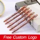 Simple Metal Rose Gold Ballpoint Pen Personalized Carving LOGO Customized Engraved Name Gifts School