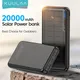 KUULAA Solar Power Bank 20000mAh Fast Charging Portable External Battery USB Phone Charger For