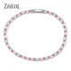 ZAKOL Simple Pink Rectangle Cubic Zirconia Charm Tennis Bracelets for Women Girls Fashion Party