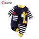 PatPat 100% Cotton Baby Boys / Girls Jumpsuits Cute Giraffe Embroidery Applique Stripe Design Print