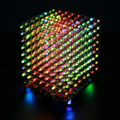 DIY Electronic Kit RGB Music LED Light 3D Cube Colorful 8x8x8 3D8 with Remote Control for Soldering