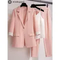 2023 spring new plus size Korean elegant women's suit female blazer leisure pants Tweed suit jacket