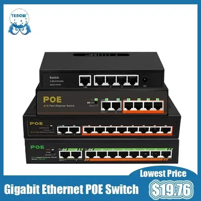 POE Switch Gigabit TEROW Link TE204 5/6/8/10 port 100/1000Mbps POE Fast Ethernet Switch with VLAN Power Supply for Camera