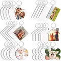 Sublimation MDF Keychain DIY Sublimation Wooden Thermal Transfer Board Key Rings Printable White