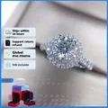 HOYON 18K White Gold Golor AAA Moissanite Zircon Ring for Women Wedding Jewelry 925 Silver Color