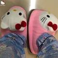 Y2K Sanrio Hello Kitty Big Head Cotton Shoes Women Plushie Cartoon Plush Kawaii Flat Shoes Pink