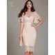 H Han Queen Women Sexy Elegant Lace Hollow Out See Through Pencil Dress Summer New Fitted Solid