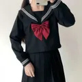 Japanese School Uniform Suit Sailor JK S-2XL Basic Cartoon Girl Navy Sailor Uniform Black sets Navy