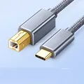 USB C To USB B 2.0 Printer Cable Braided Printer Scanner for Epson HP Canon Brother MacBook Pro