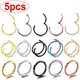 5pcs 8mm Diameter Titanium Double Helix Nose Rings hinged Earrings Cartilage Tragus Ring Lip Body