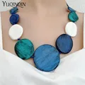 New Trendy Beaded Pendant Necklaces for Women Colorful Short Rope Chain Vintage Necklaces for Girls