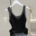 Ice Silk V-neck Knitted Vest Women's 2022 Summer New Mesh Hot Sexy Small Crowd Inner Top Korean