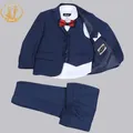 New Arrival Solid Navy Blue Boys Suits for Weddings Children Party Host Costume Wholesale Clothing