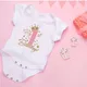 My 1st Birthday Newborn Summer Romper Infant Body Toddler Short Princess Sleeve Jumpsuit Baby Girl