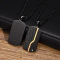 Cool Iced Out Dog Tag Necklace for Men 18K PVD Gold Color Waterproof Stainless Steel Box Link Chain