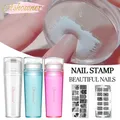 Transparent Nail Stamper With Scraper 2pcs Jelly Silicone Stamp For French Nails Manicuring Kits