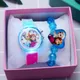 Fashion Cartoon Flash Light Girls Watches Kids with Bracelet Silicone Strap Princess Elsa Children