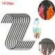 10/20Pcs Stainless Steel S Hooks with Sharp Tip Utensil Meat Clothes Hanger Hanging Hooks for