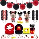 Mickey Mouse Theme Party Banner Party 8 People Disposable Plate Napkin Cup Cake Toppers for Kids