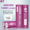 R7 Brand 14500 800mAh 3.7V Li-ion Rechargeable Batteries 14500 AA Battery Lithium Cell for Led