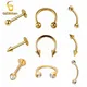 Gold Color Body Jewelry 6-12mm 16G Hypoallergenic Titanium Piercing Curved Barbell Horseshoe Labret