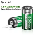 PALO 100% Original 1.5V D Size Rechargeable Battery Type-C USB Charging D R20 LR20 Li-ion Batteries
