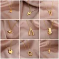 Stainless Steel Necklaces Lucky Wishbone Rose Flower Key Pendants Clavicle Chains Fashion Necklace