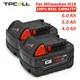 TPCELL 6.0Ah For Milwaukee M18 Batteries M18B5 XC Rechargeable Lithium ION 18V Battery 5.0 4.0Ah