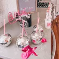 1pcs Disco Ball Cups Flash Nightclub Cocktail Cup Straw Birthday Wedding Bridal Shower Bachelorette