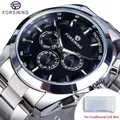 Forsining Business Style Automatic Watch Men Black Dial Mechanical Wristwatch With Calendar Luminou