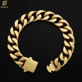 18/K Coarse Plating Cuban Link Miami Chain For Women Men Stainless Steel Jewelry Iced Out Luxury