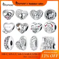 Bamoer Real 925 Sterling Silver Heart Beads Charm Mother & Daughter Pendant for Mom Fit Bracelet